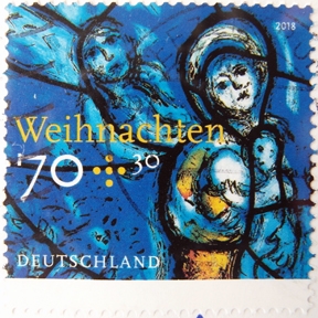 Briefmarke Chagall Kirchenfenster, BRD 2018