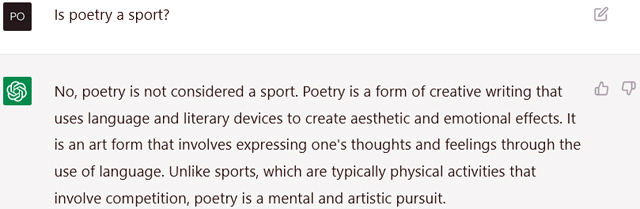 ChatGPT: Is poetry a sport?