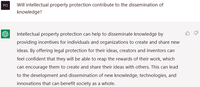 ChatGPT: Will intellectual property protection contribute to the dissemination of knowledge?