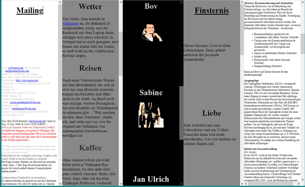Webpage zum Treffen der Mailingliste Netzliteratur zur Sonnenfinsternis 1999 in Vaihingen