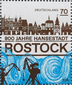 Briefmarke 800 Jahre Hansestadt Rostock, BRD 2018